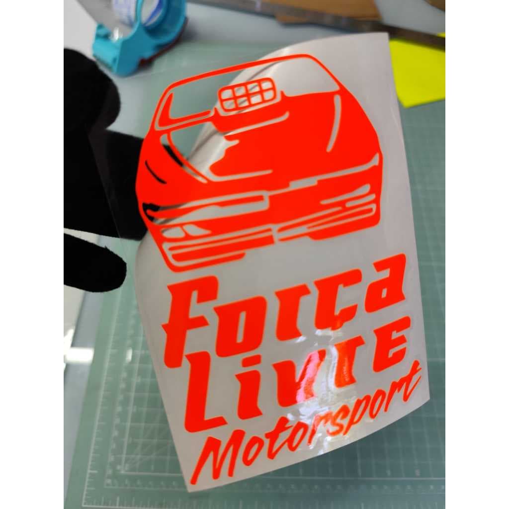 3un Adesivo Força Livre 13x9,5cm Original Laranja Fluorescente