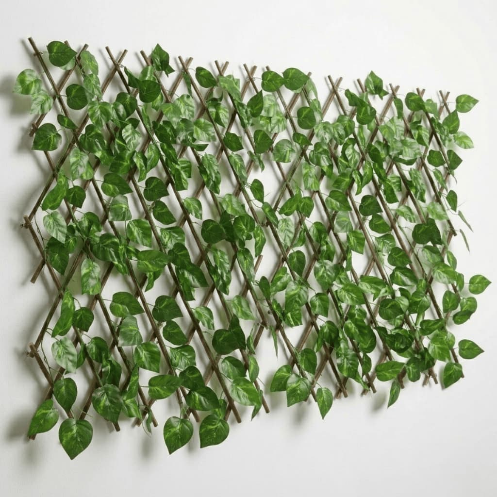 Treliça Cerca de Madeira Painel Gradil Decoração Artificial Hera Jardim 2m aproximadamente sol chuva