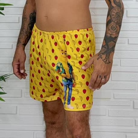 Pijama Samba Canção Estampado Novela de Frutas Moda Para Dormir Masculino Abacatudo Bananildo