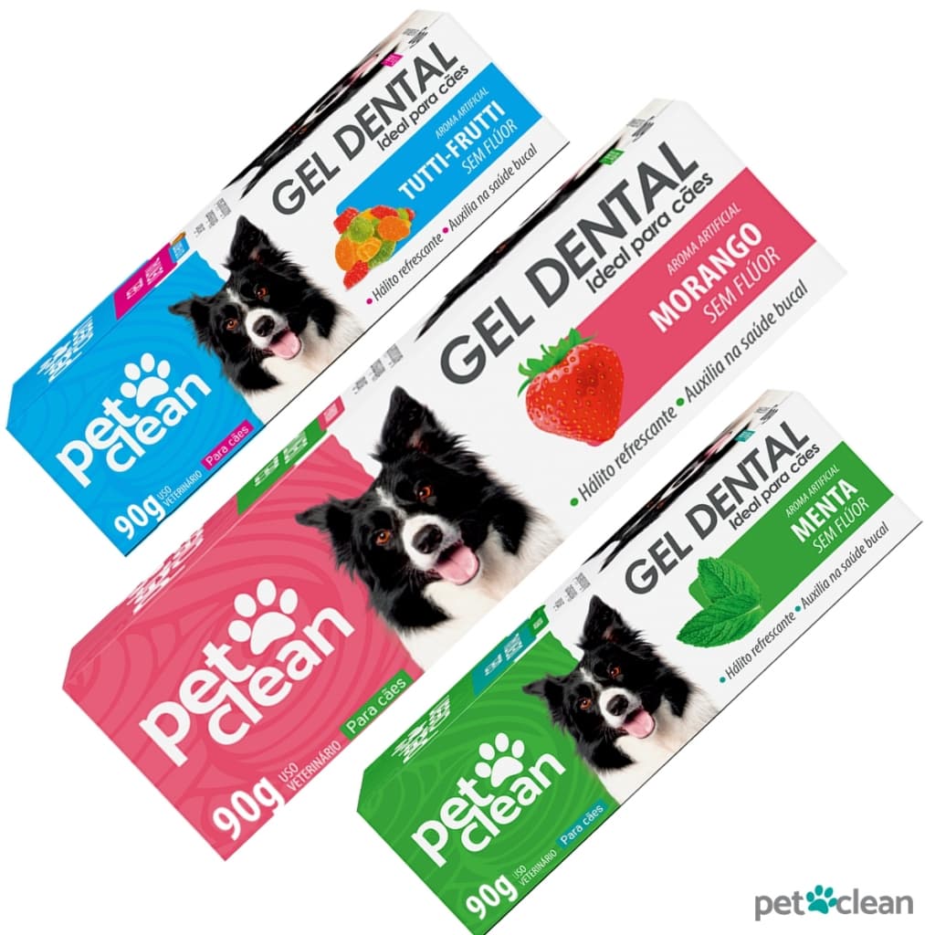Gel Dental Petclean Pasta de Dente Cachorro + Dedeira Tutti Frutti Menta Morango - Escolha o seu