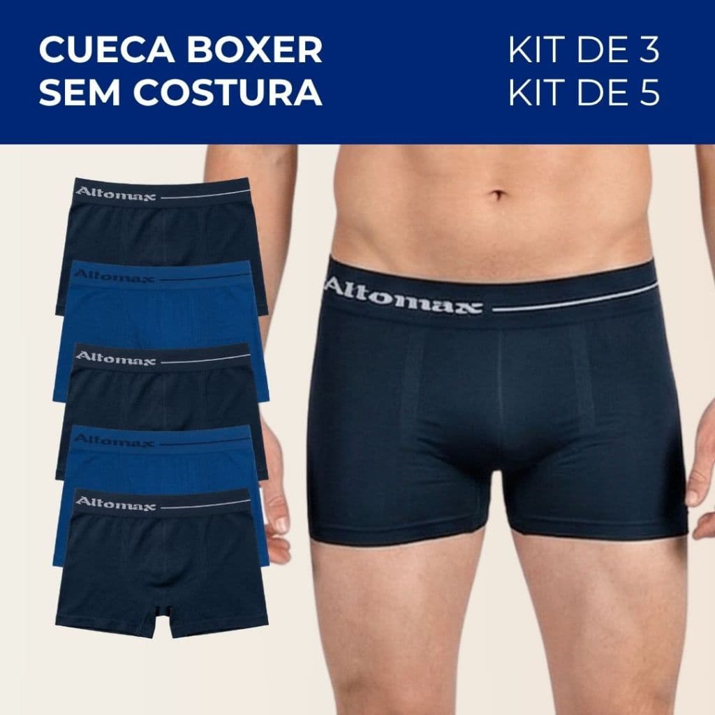 Kit Cuecas Boxer Sem Costura Respirável Roupa Íntima Masculina Adulto