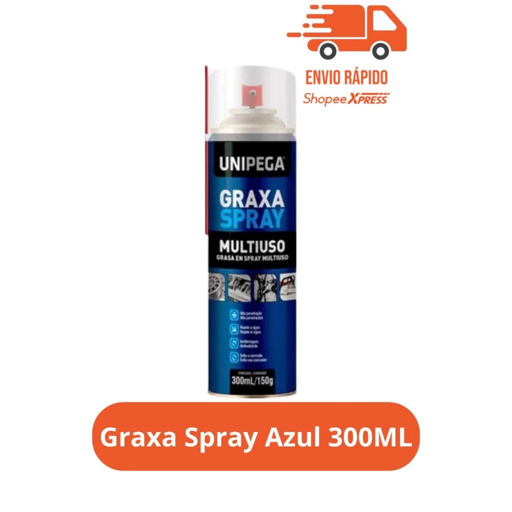 Graxa Spray Lubrificante Multiuso 300ml Unipega Rolamento Bicicleta Moto Trilho Engrenagem Eixo