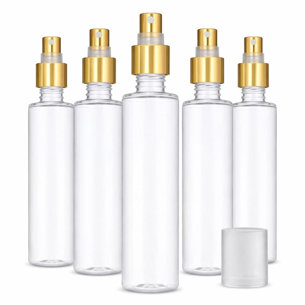 Frasco Spray Body Splash 200ml com Sobretampa Dourada R24/410 para Perfumaria Fina