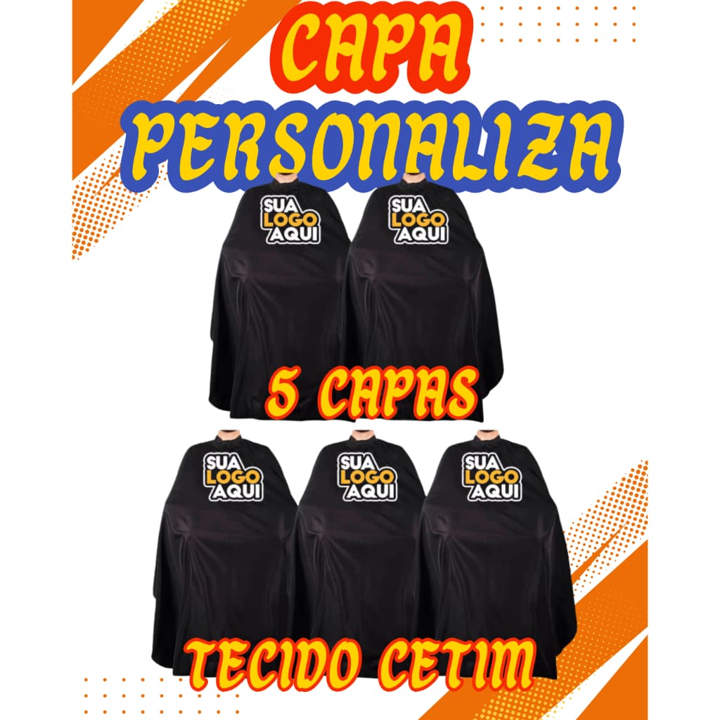 Kit 5 Capas Profissionais Barbeiro Cabeleireiro Personalizada com Logo | Preta ou Branca | 150x150 | Cetim Premium 🔥