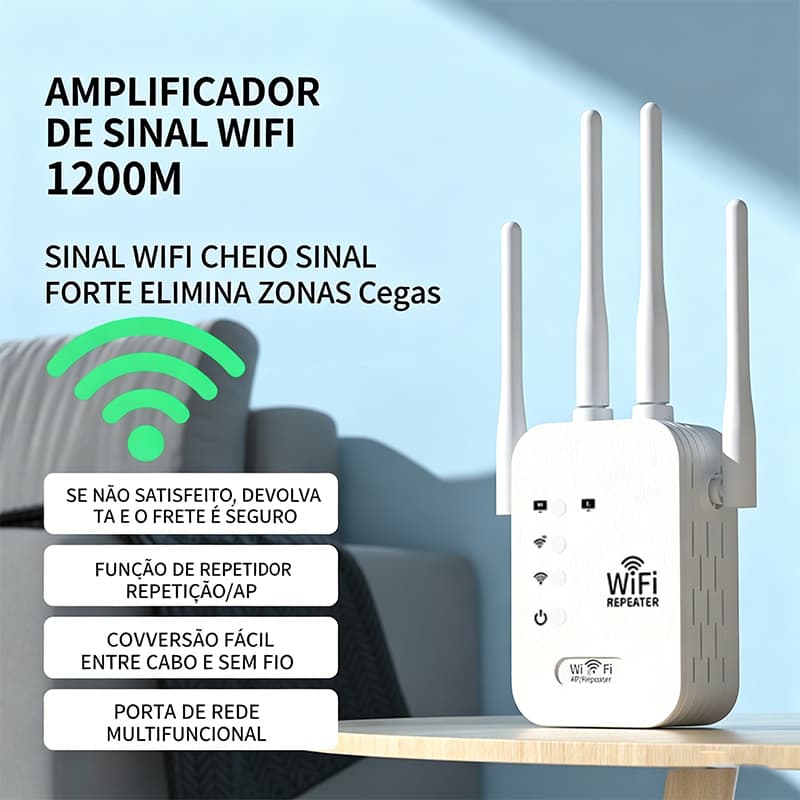 Repetidor WiFi 2800Mbps 4 Antenas 110V/220V, Amplificador Sinal Forte G8