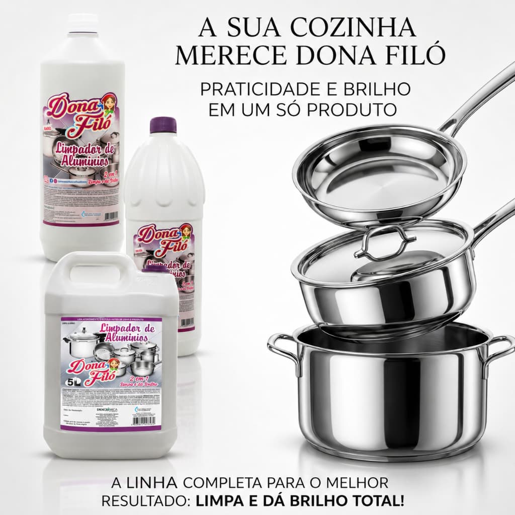 Limpador de Alumínio limpa Panelas e da Brilho 2 em 1 Dona Filo Cozinha