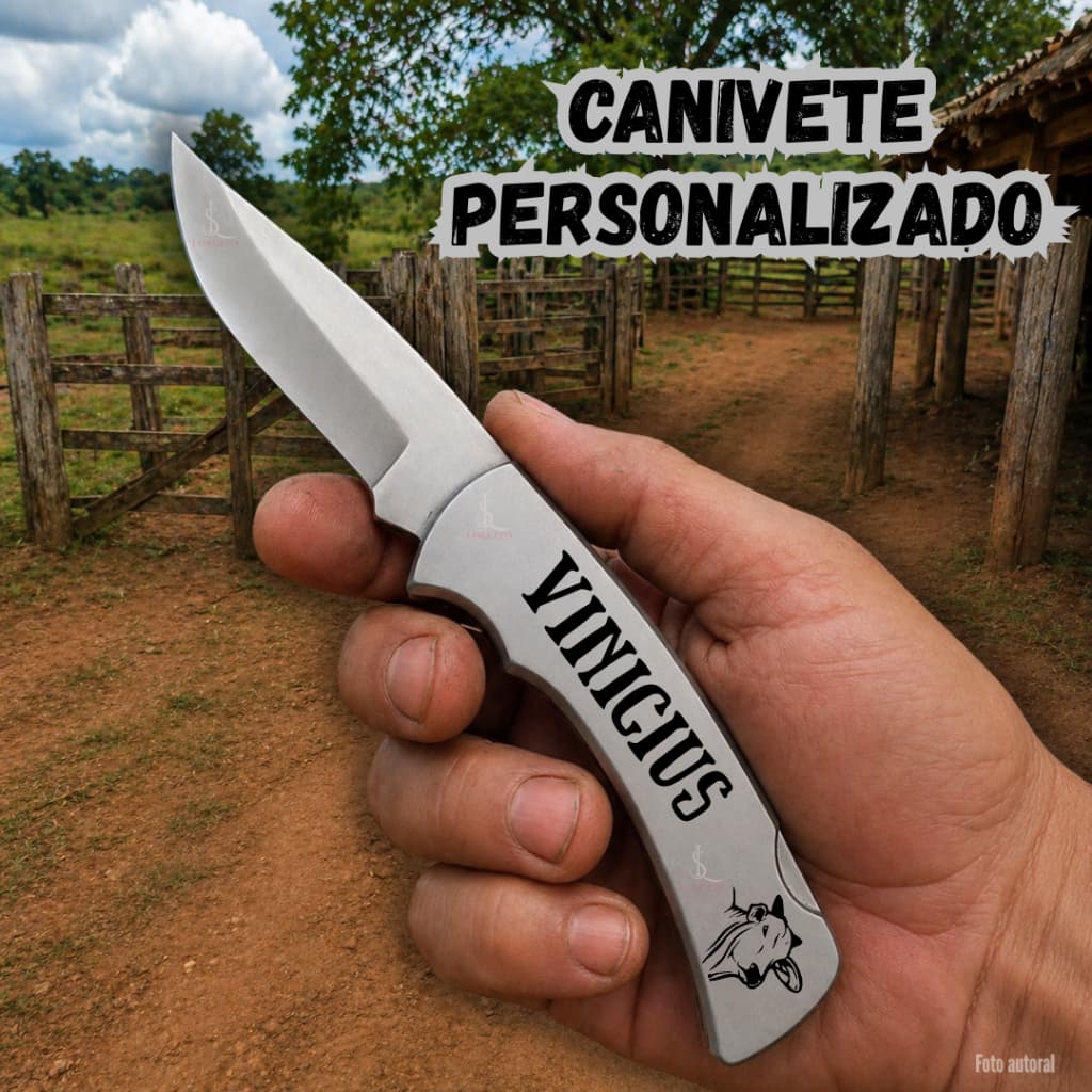 Canivete com Trava Inox com Caixinha e Personalização a Laser