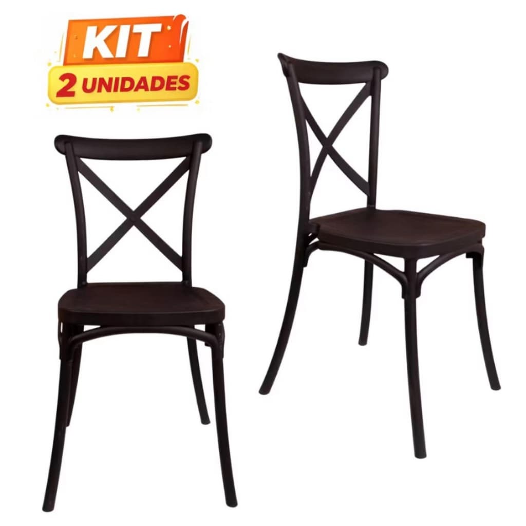 ÚLTIMOS DIAS DA PROMO - Kit 2 Cadeiras Paris Pretas Design Clássico Resistente | Envio Imediato