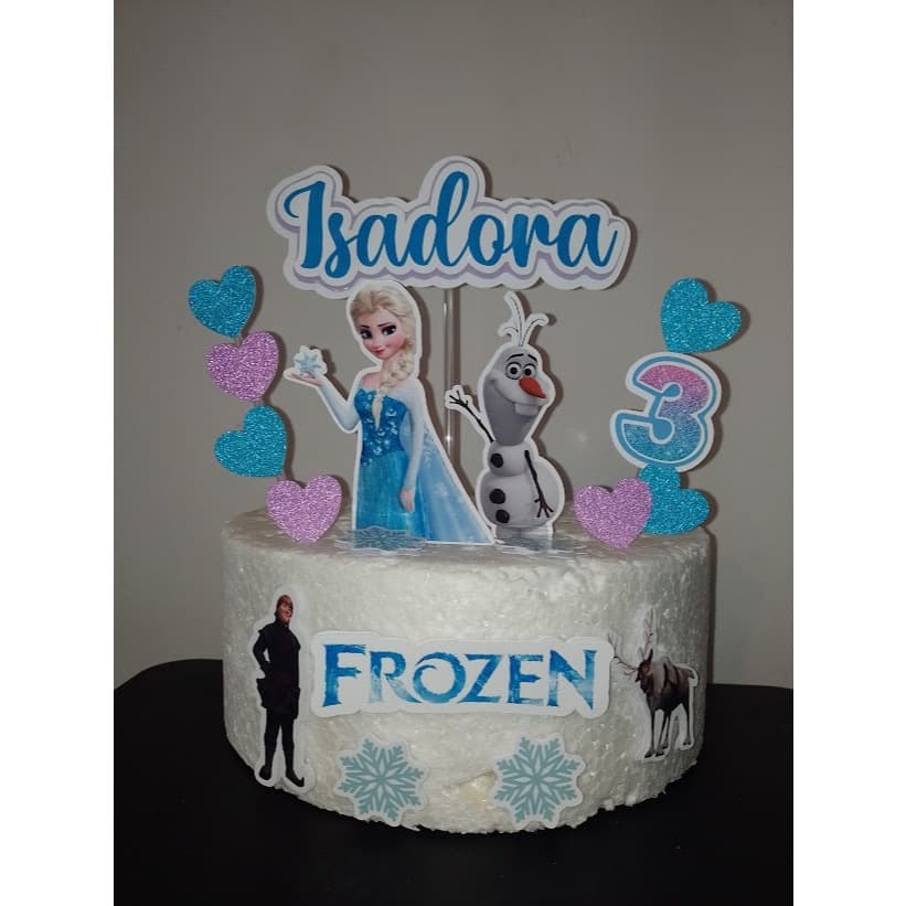 Topo de bolo Frozen - Topo de bolo personalizado - Topo tema Frozen - Festa  Elsa e Ana- Topper de bolo Frozen - Glitter