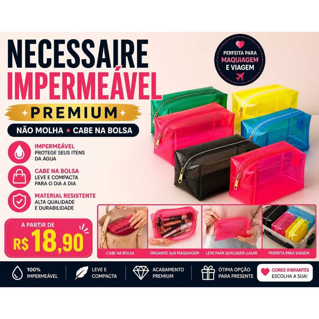 Necessaires box G.Porta maquiagem, shampoo, presente,impermeável,ótima pra academia