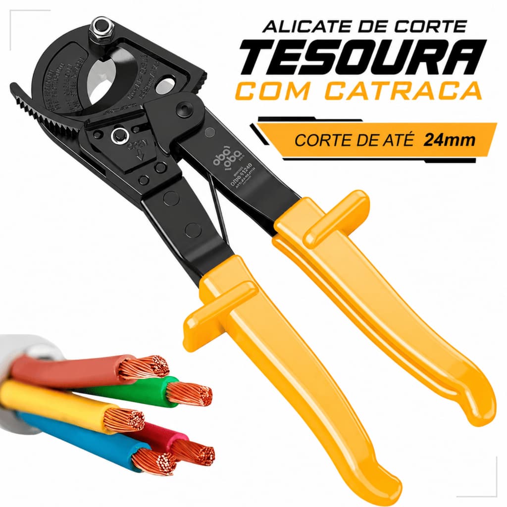 Alicate De Corte Tesoura Com Catraca Para Cabos E Fio Corta Fios De Até 240mm