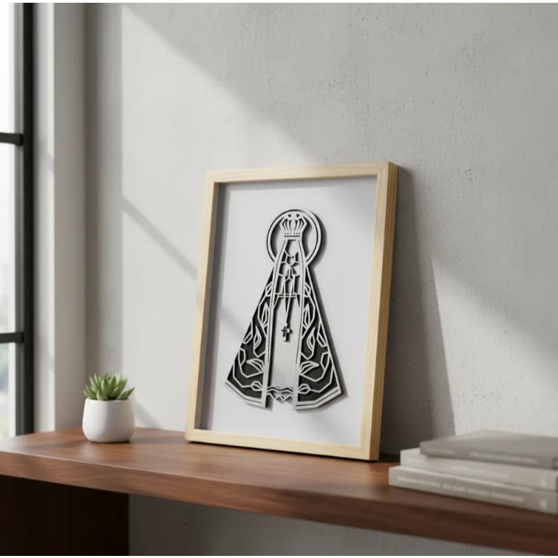 Quadro Decorativo Nossa Senhora Aparecida Relevo 3d Mdf