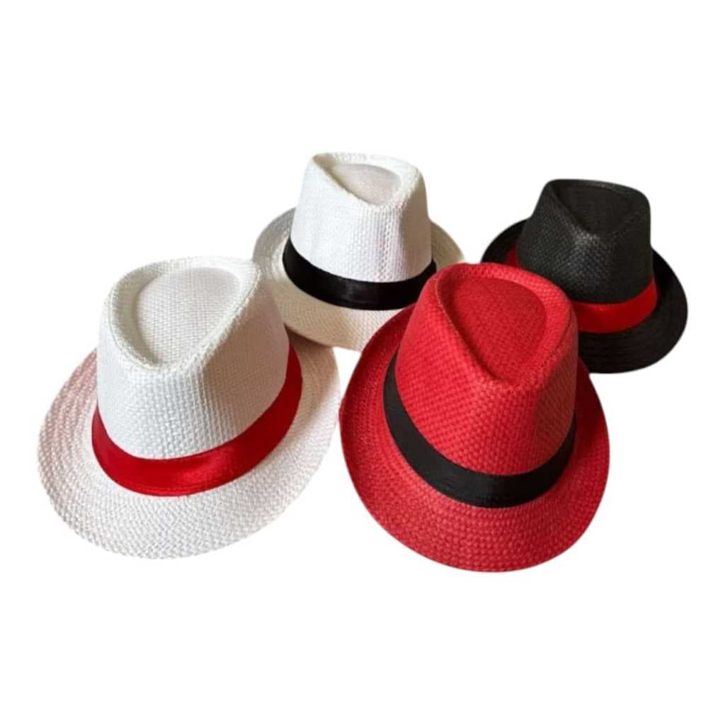 Chapéu Estilo Panamá Malandrinho Adulto Unissex Com Fita Vermelha Zé Pilintra.