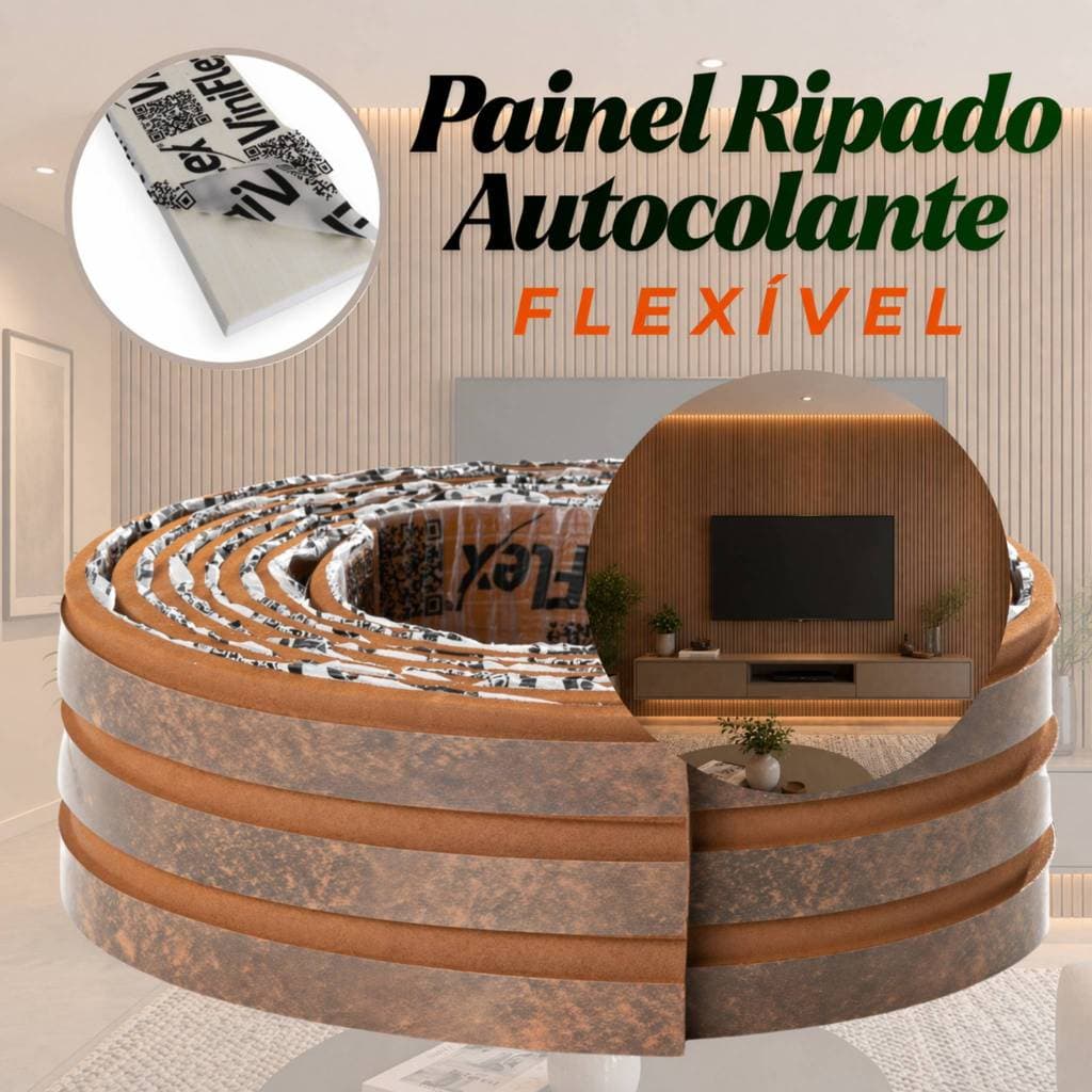 Painel Ripado Eva 10M ou 5M Laminado Autocolante Adesivo Decoração Quarto Sala Flexível Versátil