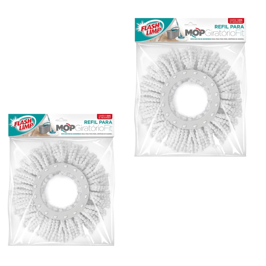 Kit C/ 2 Refis Branco Para Mop Giratório Fit
