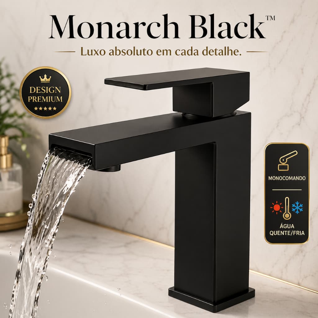 Torneira Monocomando Preta Fosca Cascata Lavatório Banheiro Design Moderno Água Quente E Fria