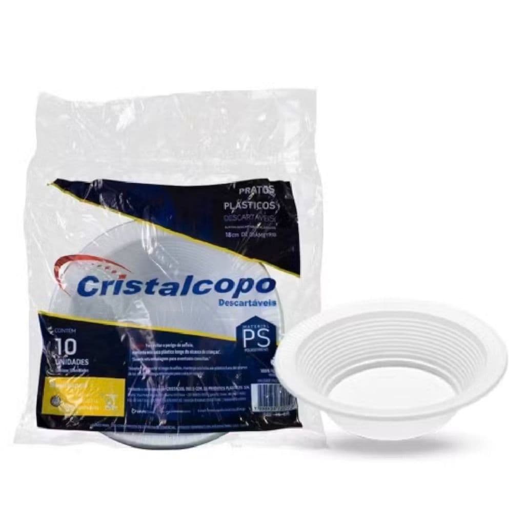 KIT Com 100 Pratos Descartáveis Plástico Cumbuca - 12cm ou 15cm - Cristalcopo