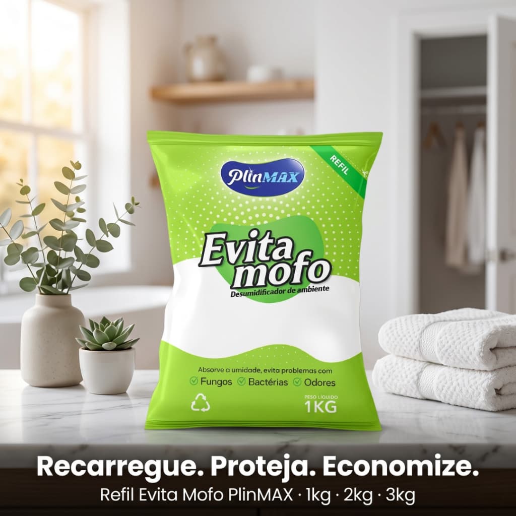 Antimofo Evita Mofo Desumidificador Refil 1, 2 ou 3Kg | absorve umidade e odores