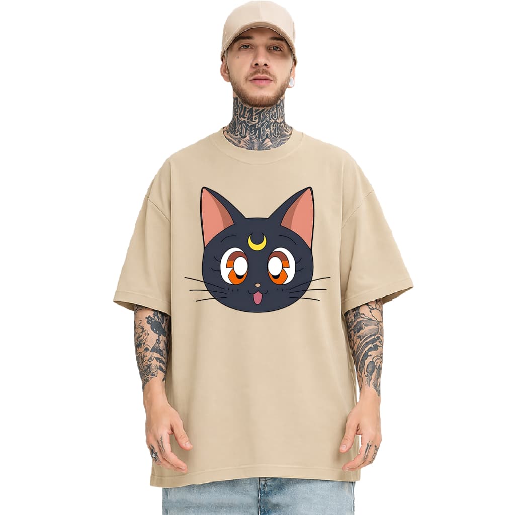 Camiseta Oversized 576 Unissex - Gato Anime Estampa Moderna e Estilizada Design Diferenciado