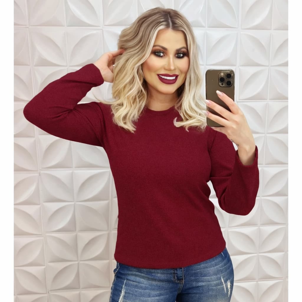 Blusa Feminina  Manga Longa  Lanzinha  Básica Inverno Casual