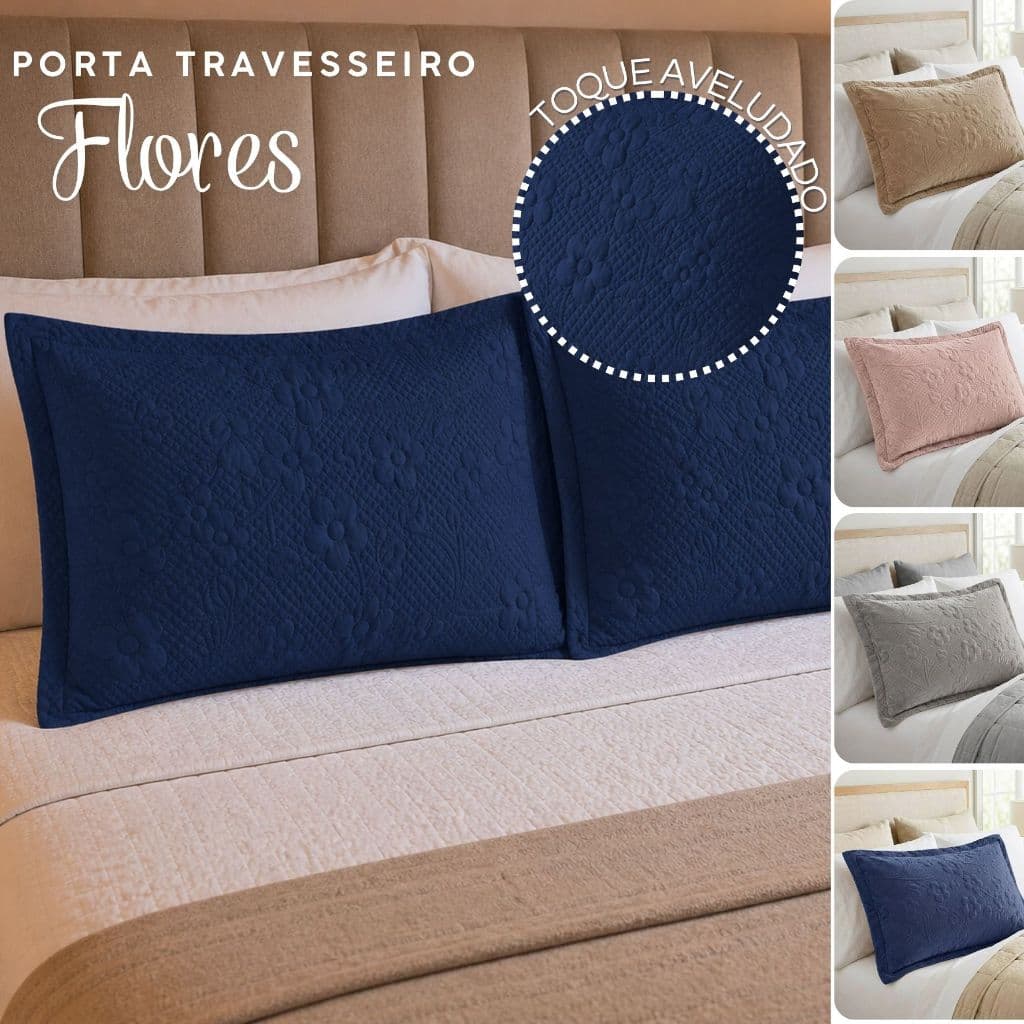 Kit 2 Porta Travesseiro 50 x 70 Ultrassônico Aveludado 3D Flores