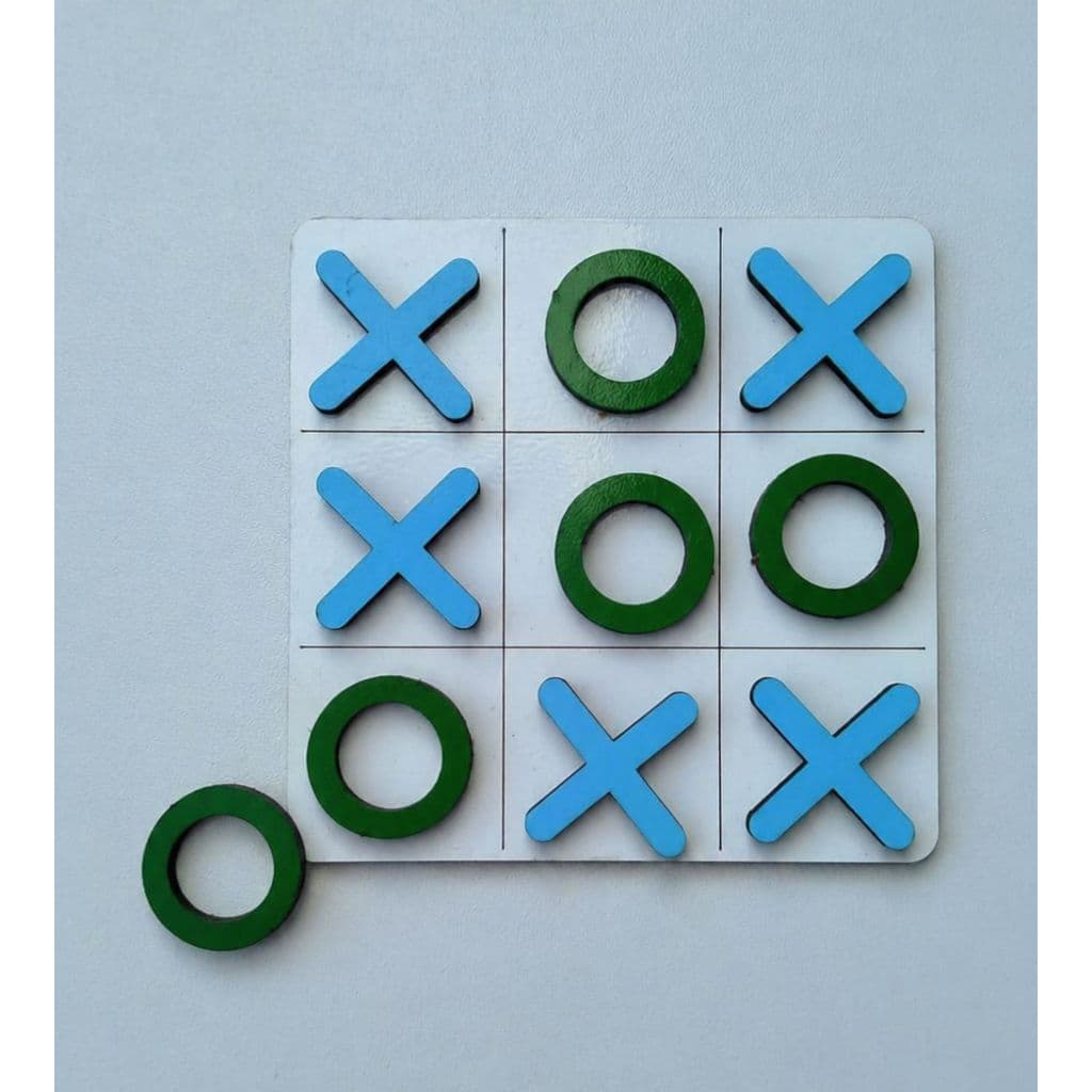 Jogo da Velha MDF 10x10cm Azul e Verde Brinquedo Educativo, Lembrancinha, Presente, jogo Tabuleiro