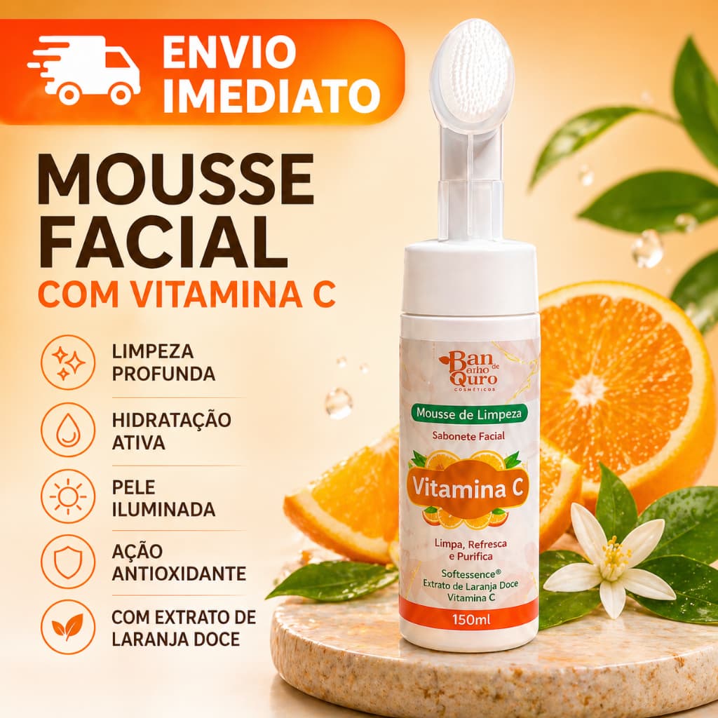 Mousse Facial Vitamina C  Espuma De Limpeza Com Escova Massageadora Envio Imediato