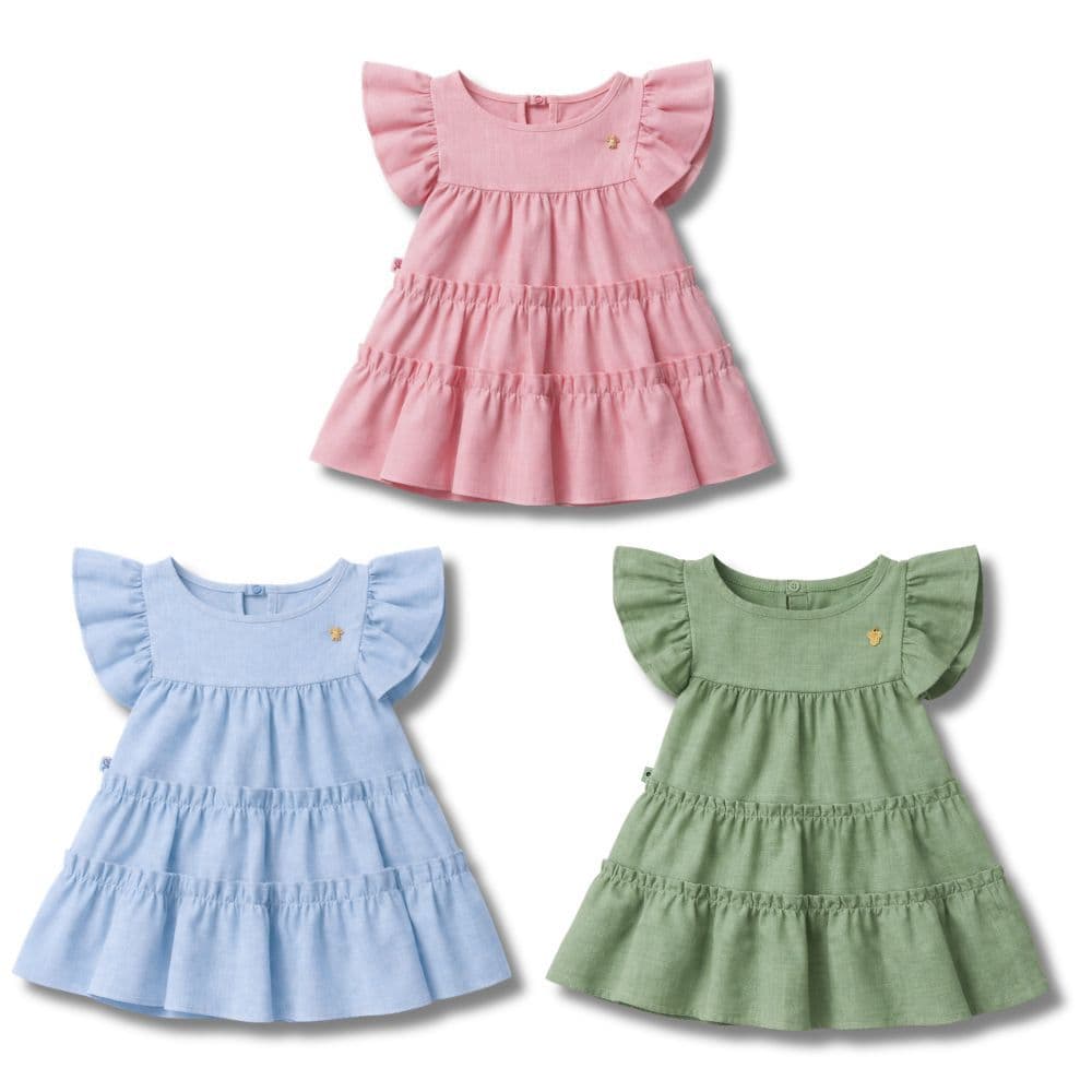 Vestido Bebê Algodão Liso com Babado Estilo Boneca Delicado 1 2 3 Anos (P M G)