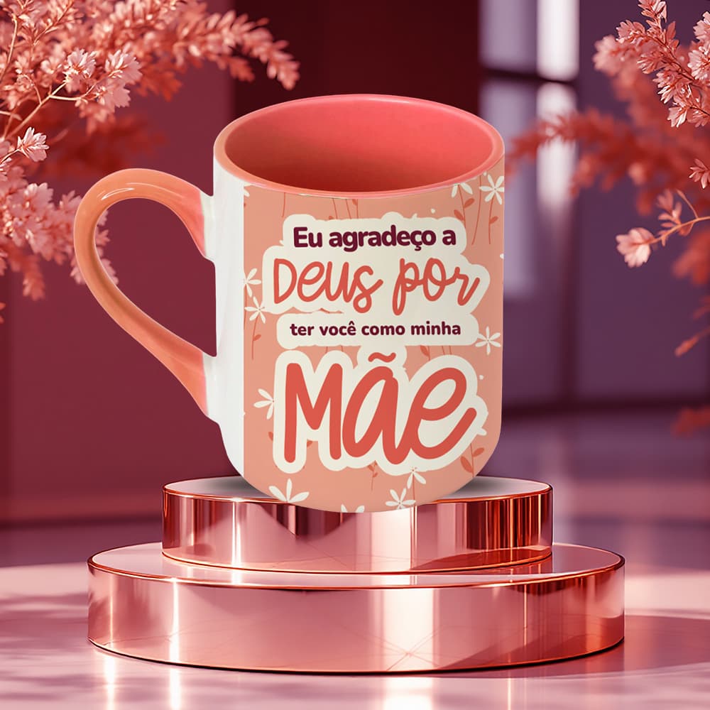 Caneca Mãe Lilás 325ml Eu Agradeço a Deus por Você | Presente Dia das Mães