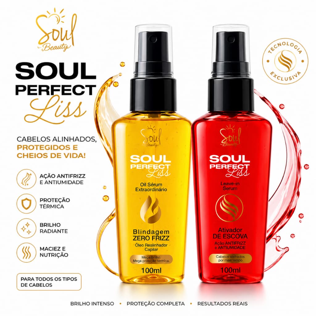 Óleos Serum Perfect Liss Extraordinário e Leave-In 100ml Soul Cosméticos