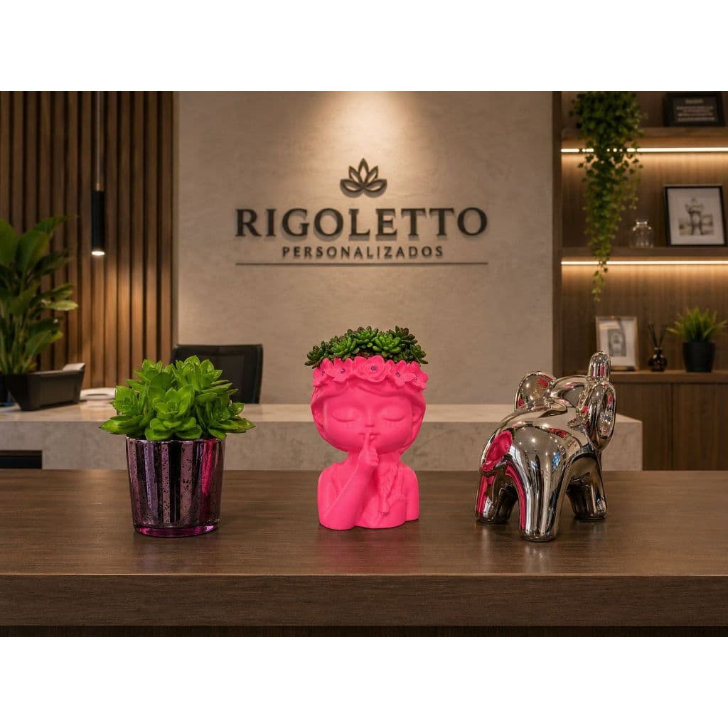 Vaso planta impressão 3d Menina gesto silêncio