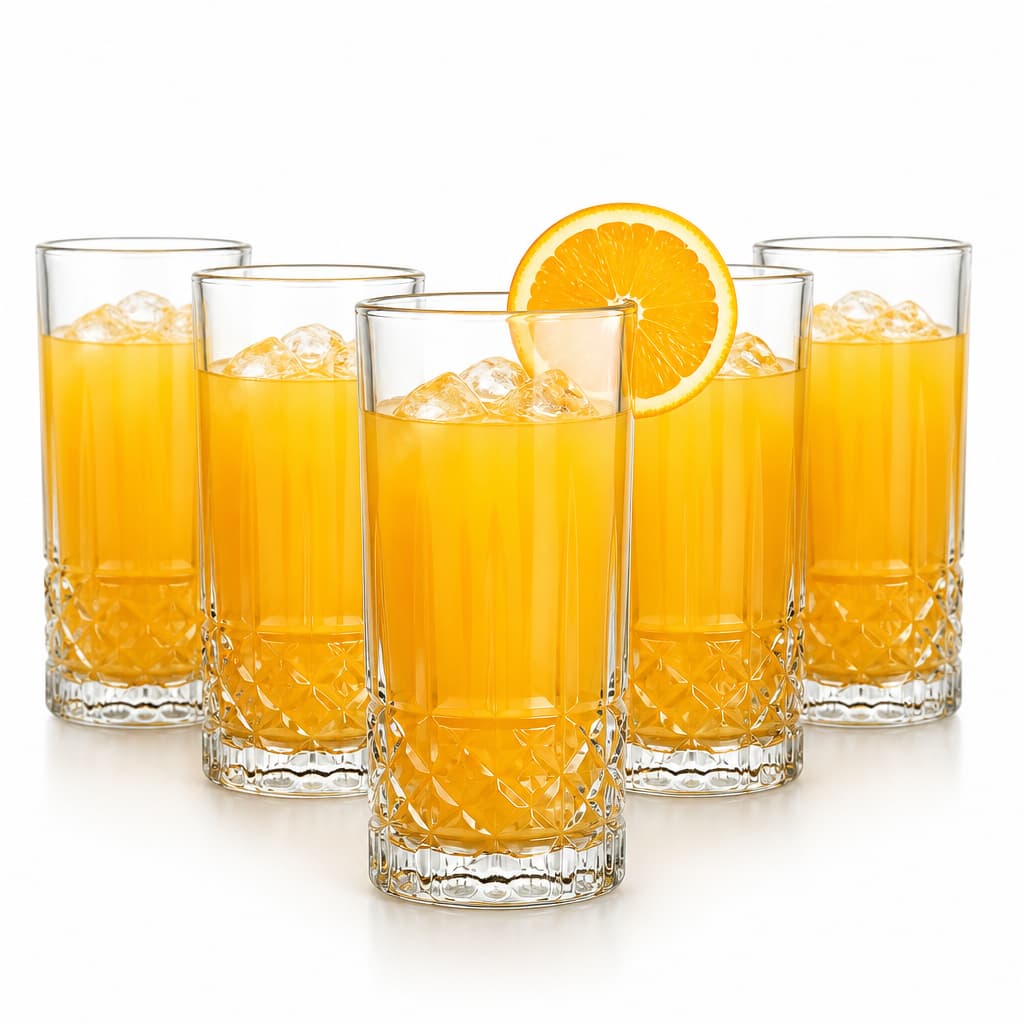 Jogo 6 Copos Altos Vidro Transparente 360ml | Conjunto Ônix Luxo Base Reforçada Água Suco Almoço Visitas Dia a Dia