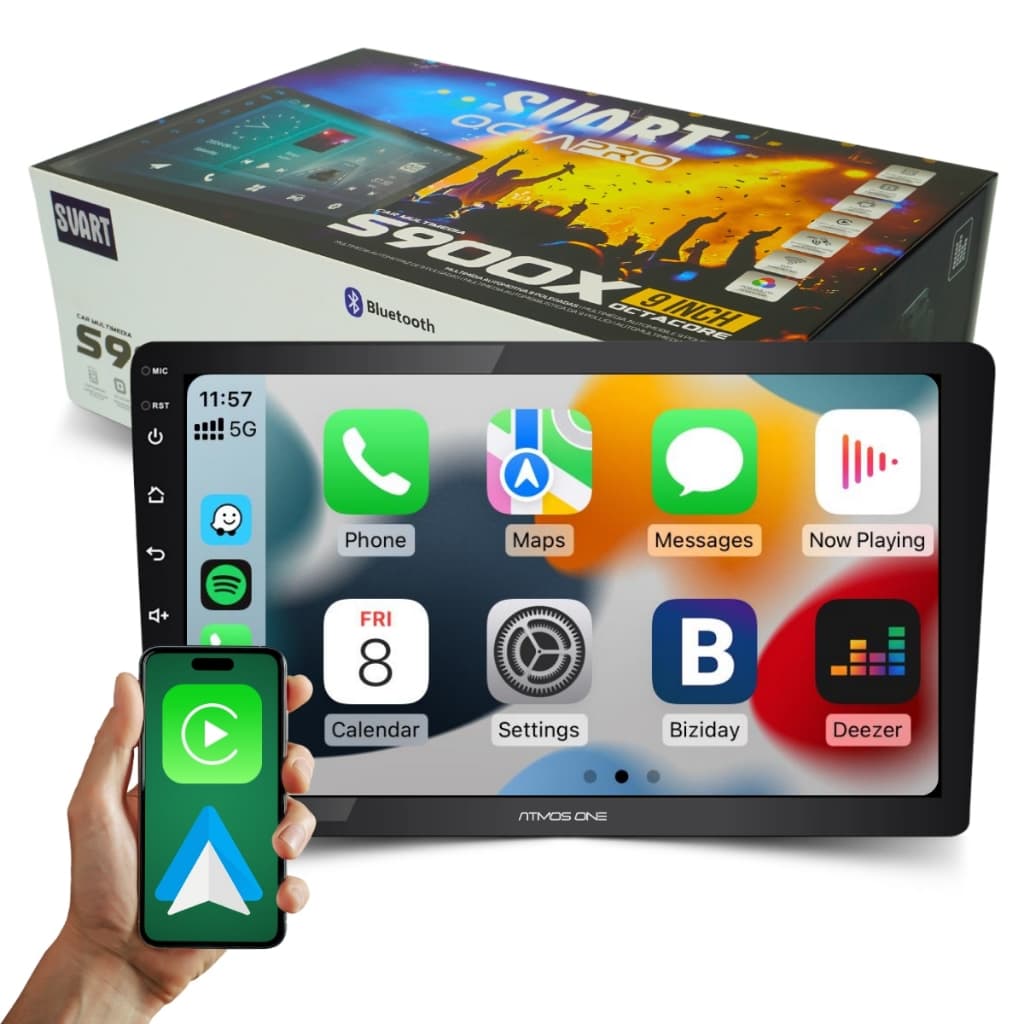 Central Multimidia Android 9 10 Polegadas 4GB RAM OCTA CORE 4G GPS Bluetooth Carplay Android Auto HD