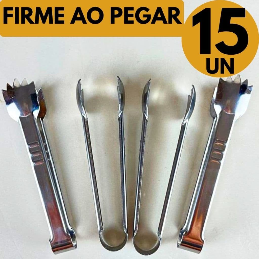 15 Mini Pegador de Carnes Inox Para Churrasco Não Escorrega Controle Total Uso Profissional Eventos