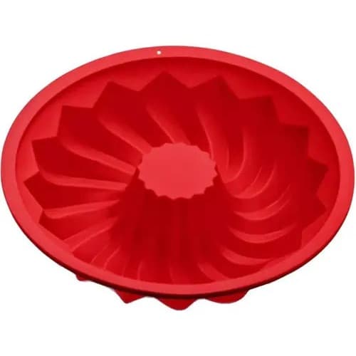 Forma para Bolo  Pudim Assadeira de Silicone Vermelho OU Preto 26cmx5,5cm - air fryer Forno