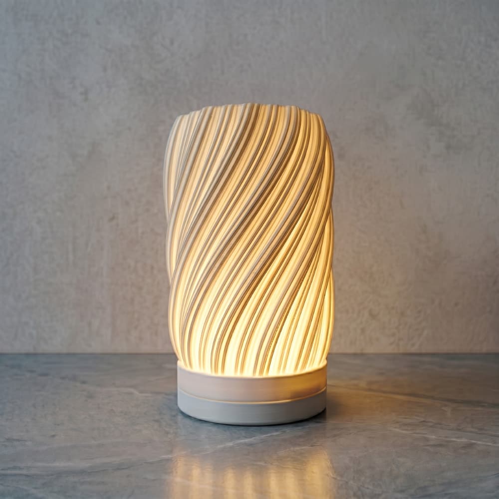 Luminária Abajur de Mesa Ventus Espiral Luz Quente LED 3000K E27 Design Moderno Quarto Sala