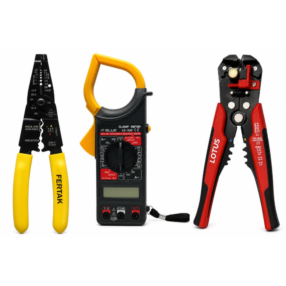 Ferramentas P/ Eletricista 3 em 1 - Crimpador Automático/ Multifunçao/Alicate Amperímetro/Multímetr