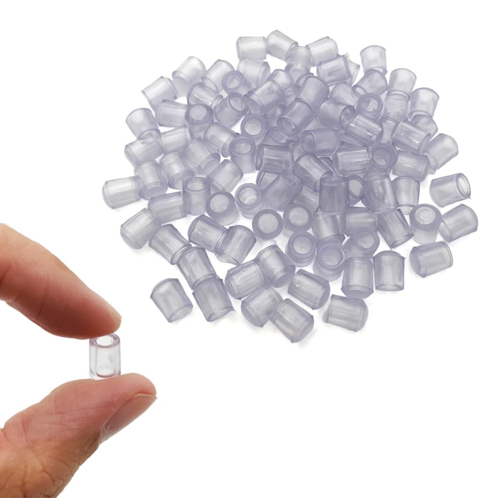Kit 100 Ponteiras Mini Plásticas Protetor Silicone Tubos Aramados Ferragens
