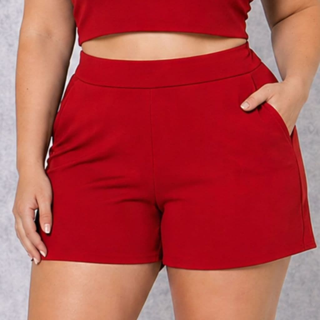 Short Plus Size Feminino no Crepe de Malha com Elástico