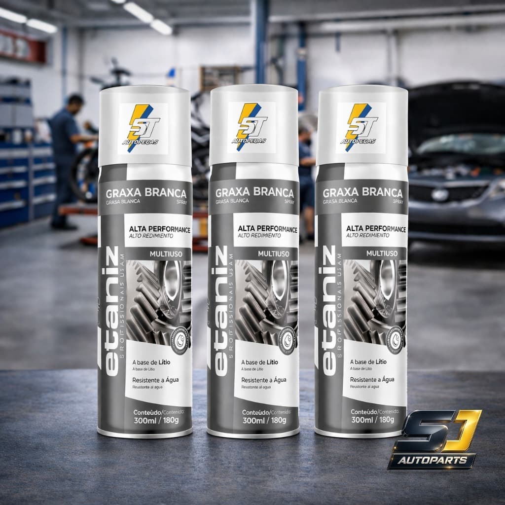 Kit 3 Graxa Branca De Lítio Spray Etaniz 300ml Lubrifica Cremalheira Portão Rolamento