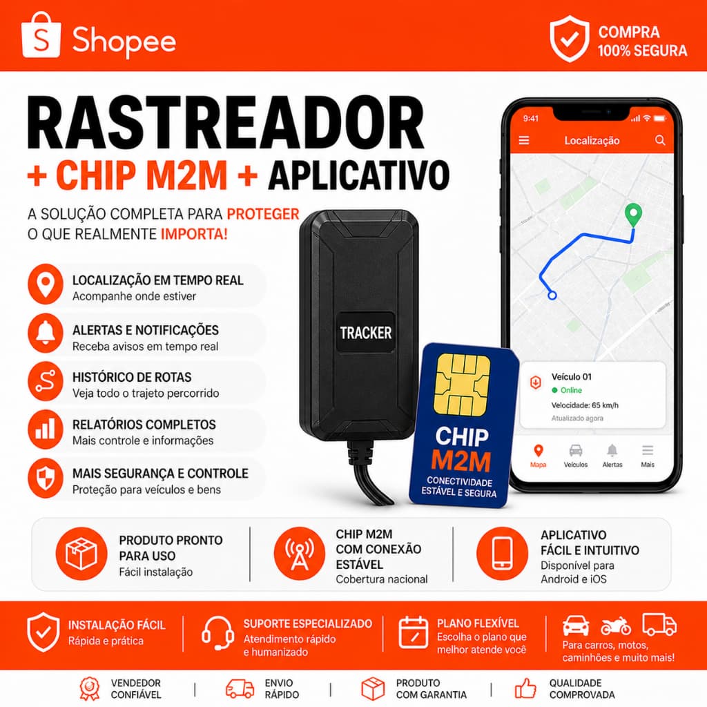 Kit Rastreador Veicular Com Bloqueio + Aplicativo + Plataforma E Chip M2m