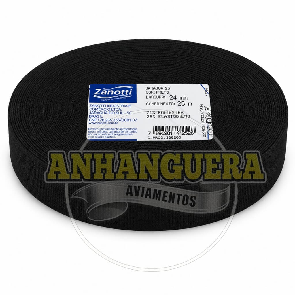 Elástico Zanotti Preto Rolo Com 25 mts