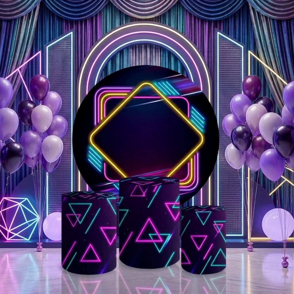Capas Painel Redondo Trio Cilindros Painel de Mesa Neon Emoji