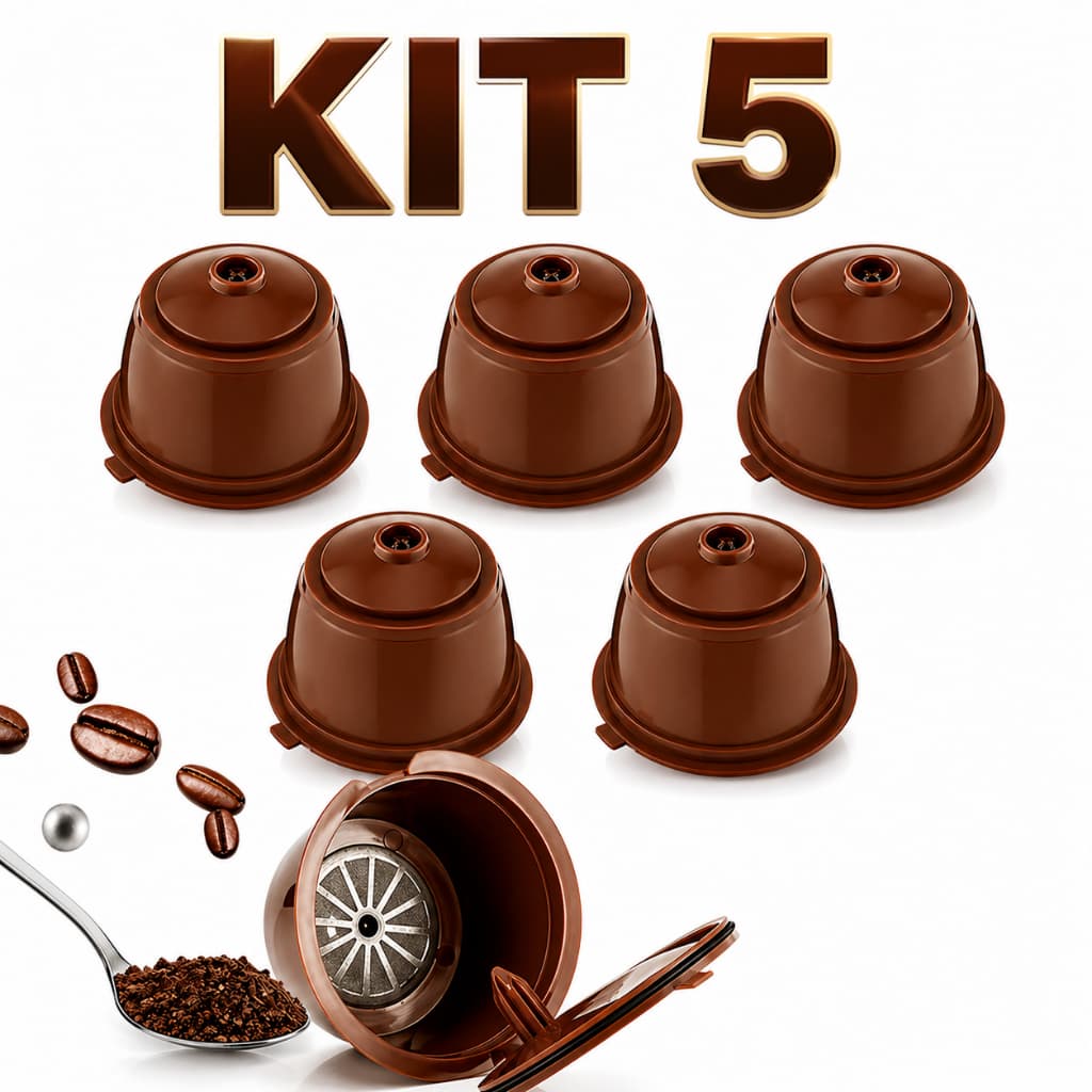 5 Cápsulas Dolce Gusto Reutilizável Com Colher Dosadora