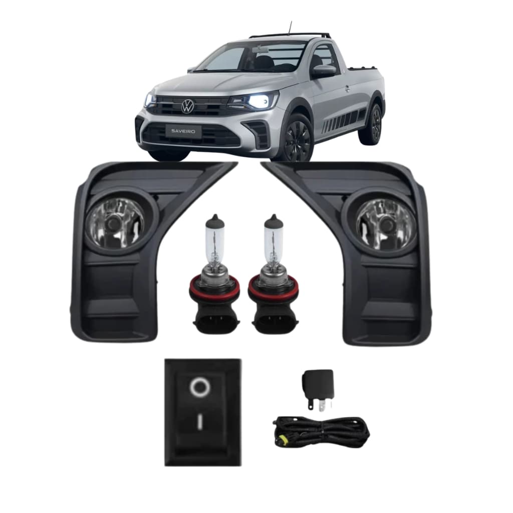 Kit Farol Milha NEBLINA  Saveiro Robust 2027 +  LAMPADA Halogena Hb4