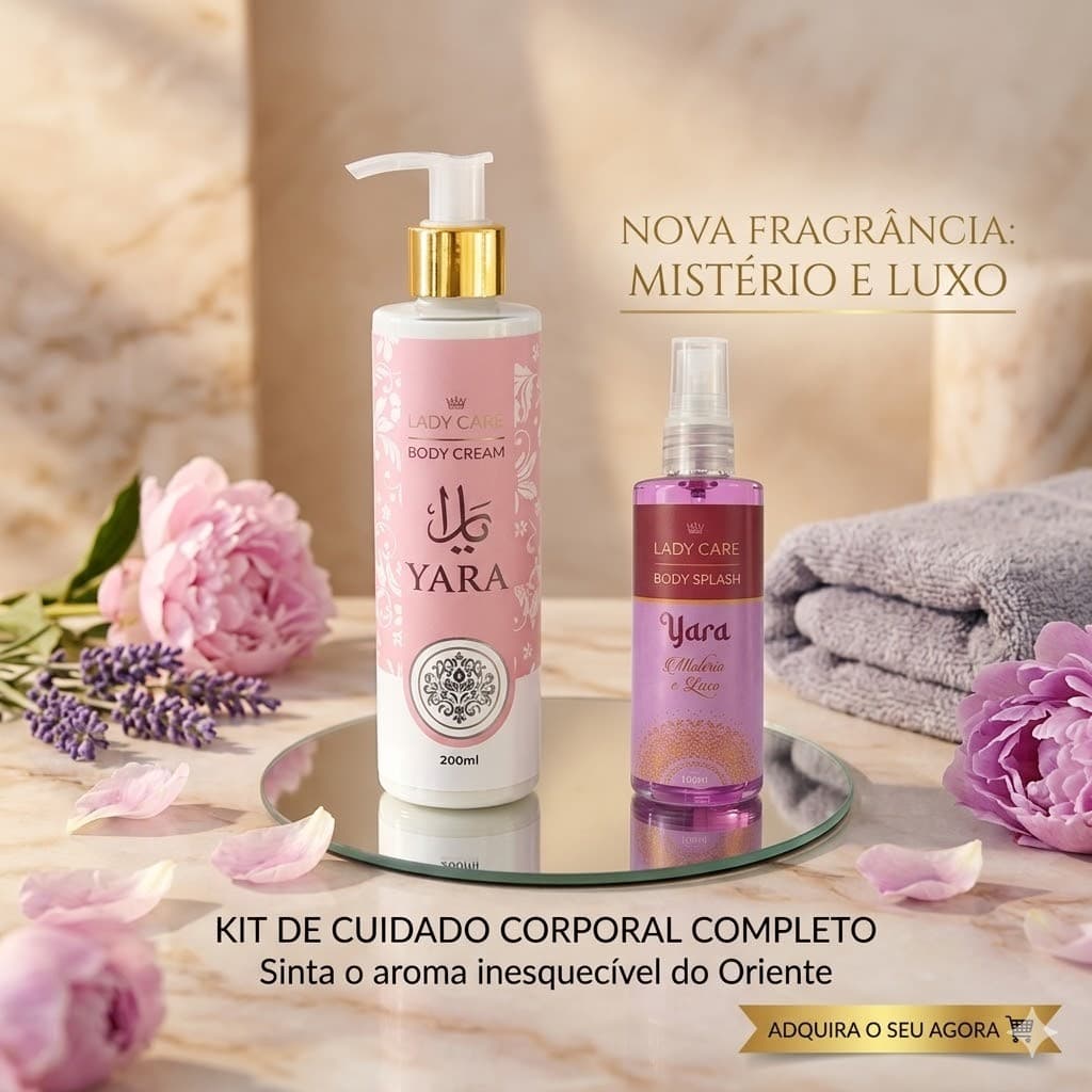 Kit Yara Body Splash + Hidratante Corporal Yara Feminino 2 Itens Perfume Creme Cheiro