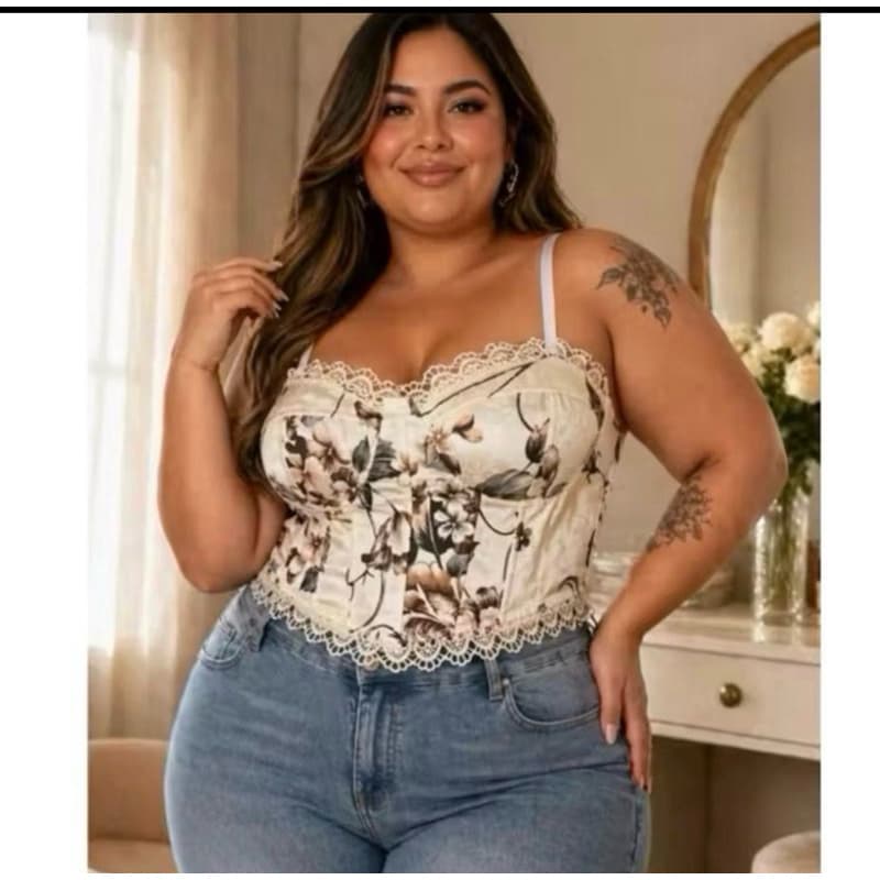 Corset Plus feminino ,Corset florido ,Corset plus size