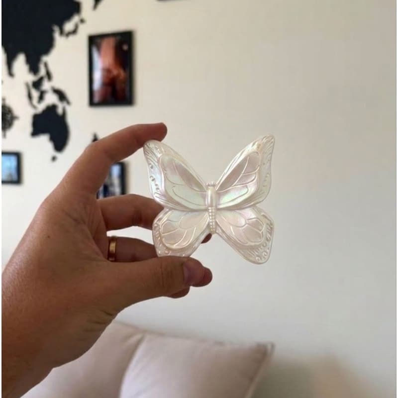Conjunto de 3 Borboletas Branco pérola – Aplique de Parede para Sala de Estar e Escritório Executivo Hall.