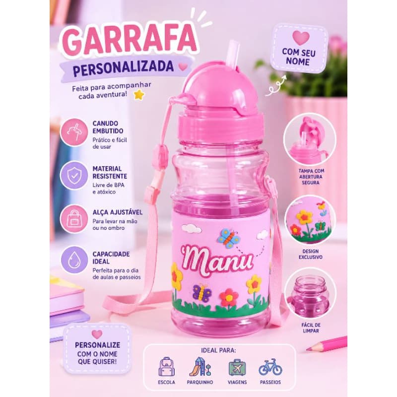 Garrafa Infantil Emborrachada 420 ML 1/4/5 unidades