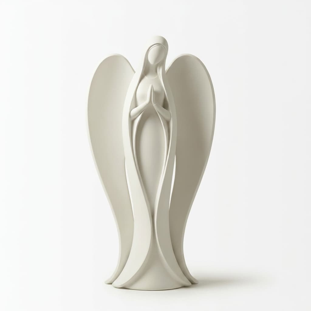 KIT 2 Estátuas de Anjo Cristão Moderna Decoração Religiosa Minimalista Branco Premium Jesus Deus
